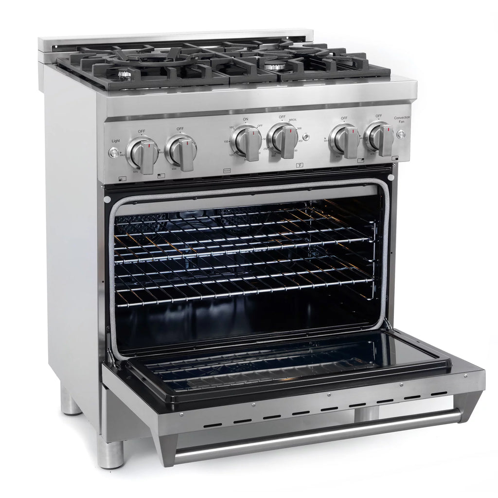 2 Piece Gas Range and Wall Mount Range Hood Kitchen Appliance Bundle L4682