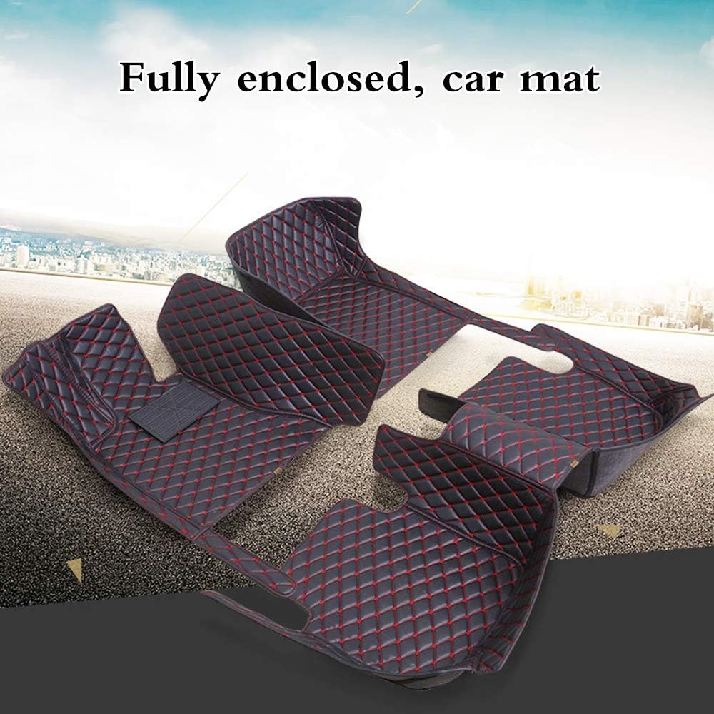 Custom Car Floor Mats Full Coverage Liner Front ＆ Rear Set Black red X376347