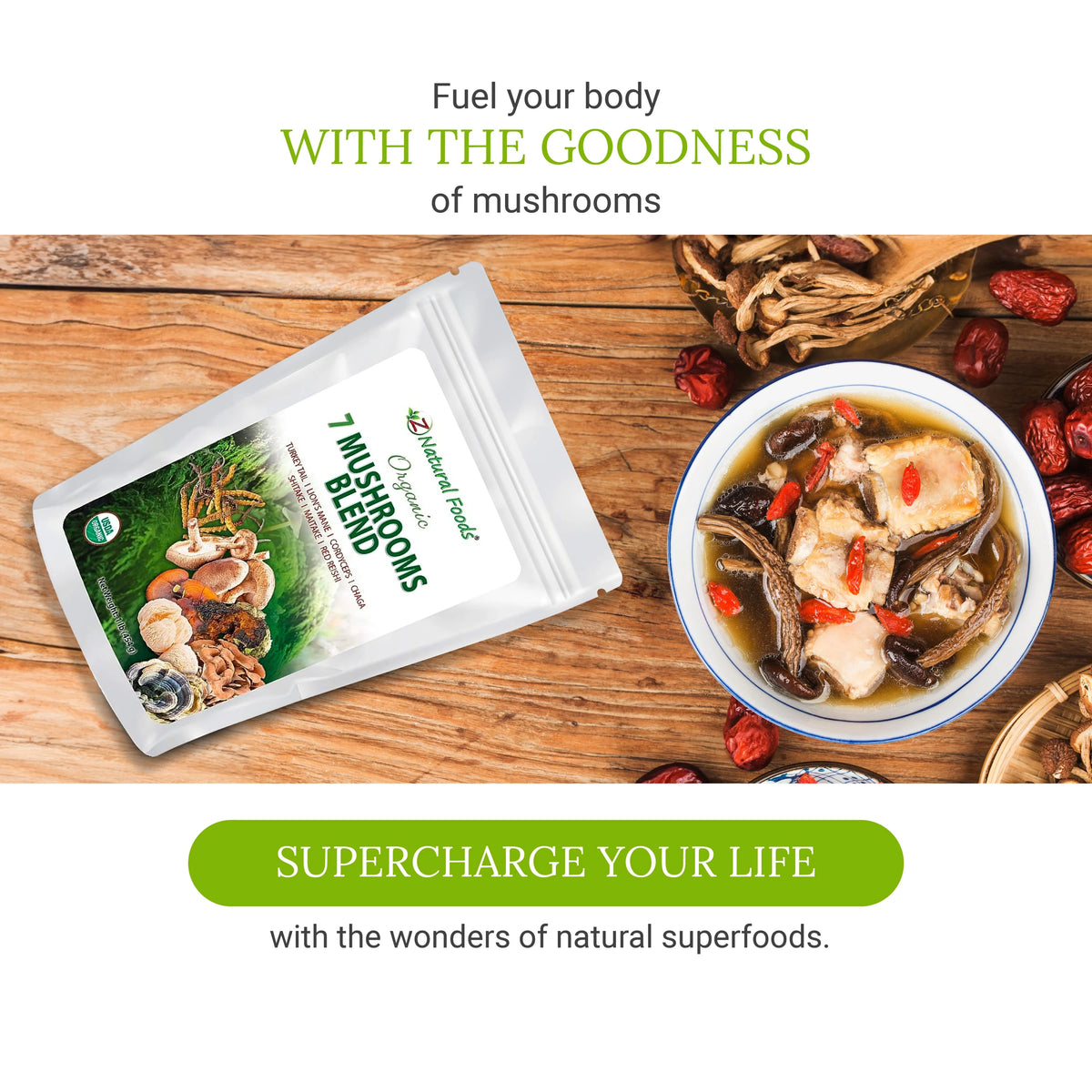 Organic 7 Mushroom Supplement 1 lb C5150