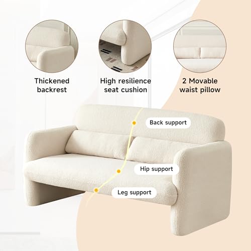 Sherpa Lamb Fabric Armed Accent Chair with Waist Pillow J18404
