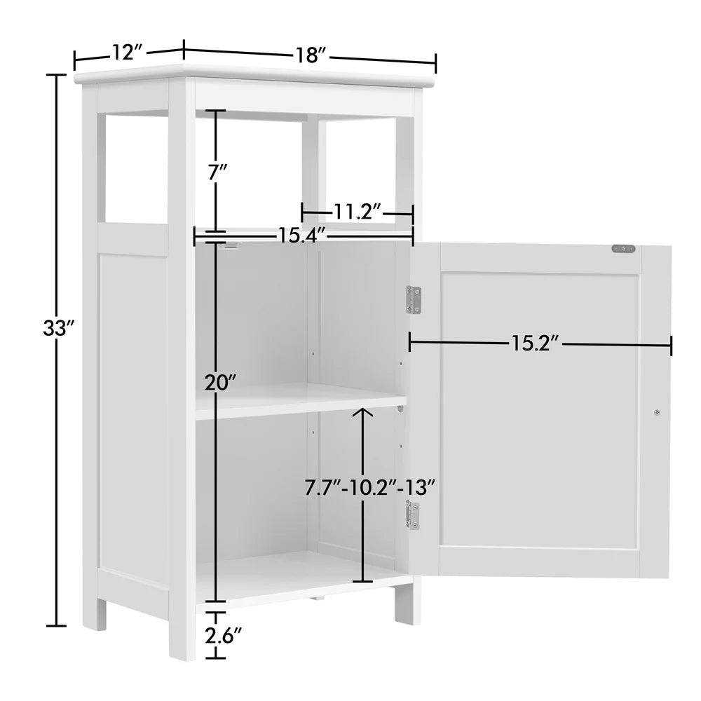 4-Tier White Wooden Bathroom Floor Cabinet Y321898