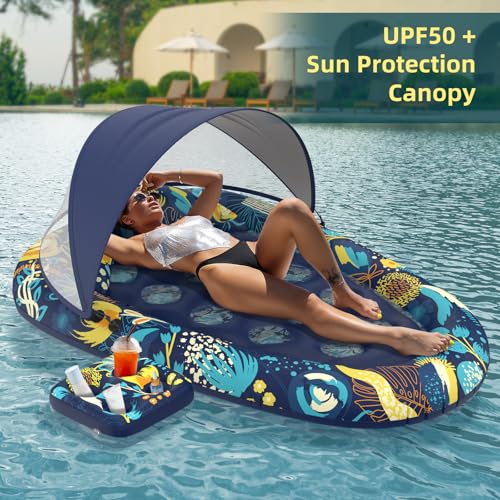 XL Inflatable Pool Float with Canopy Cup Holder X660