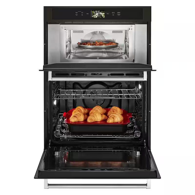 30 in. Electric Convection Wall Oven with Built-In Microwave in Black Stainless F261