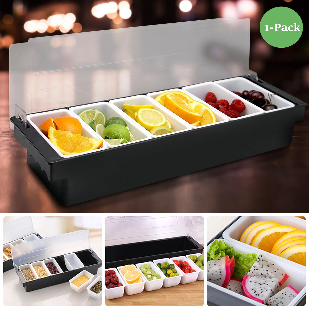 3/4/5/6 Tray Condiment Server with Lid I3777