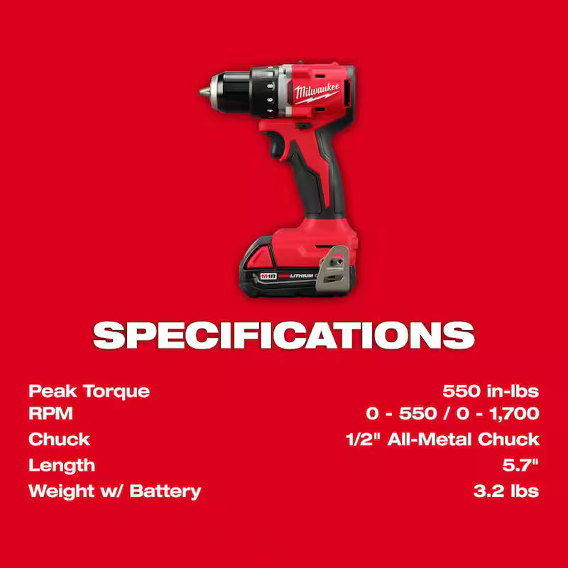18V Lithium-Ion Brushless Cordless Compact Drill/Impact Combo Kit (2-Tool) L456