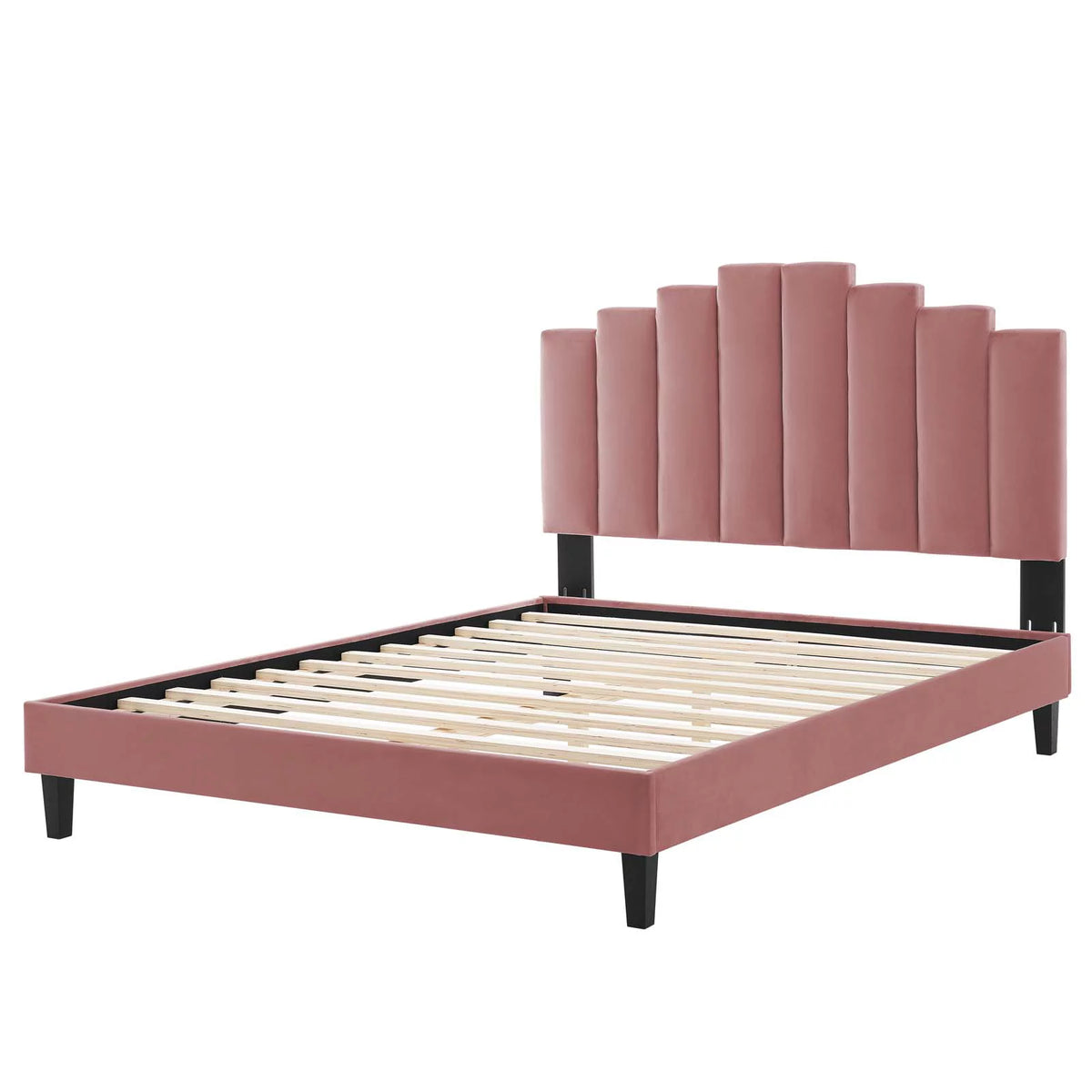 Queen Size Velvet Platform Bed Frame X719121