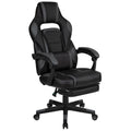 Black Gray Ergonomic Reclining Gaming Chair with Footrest L32761