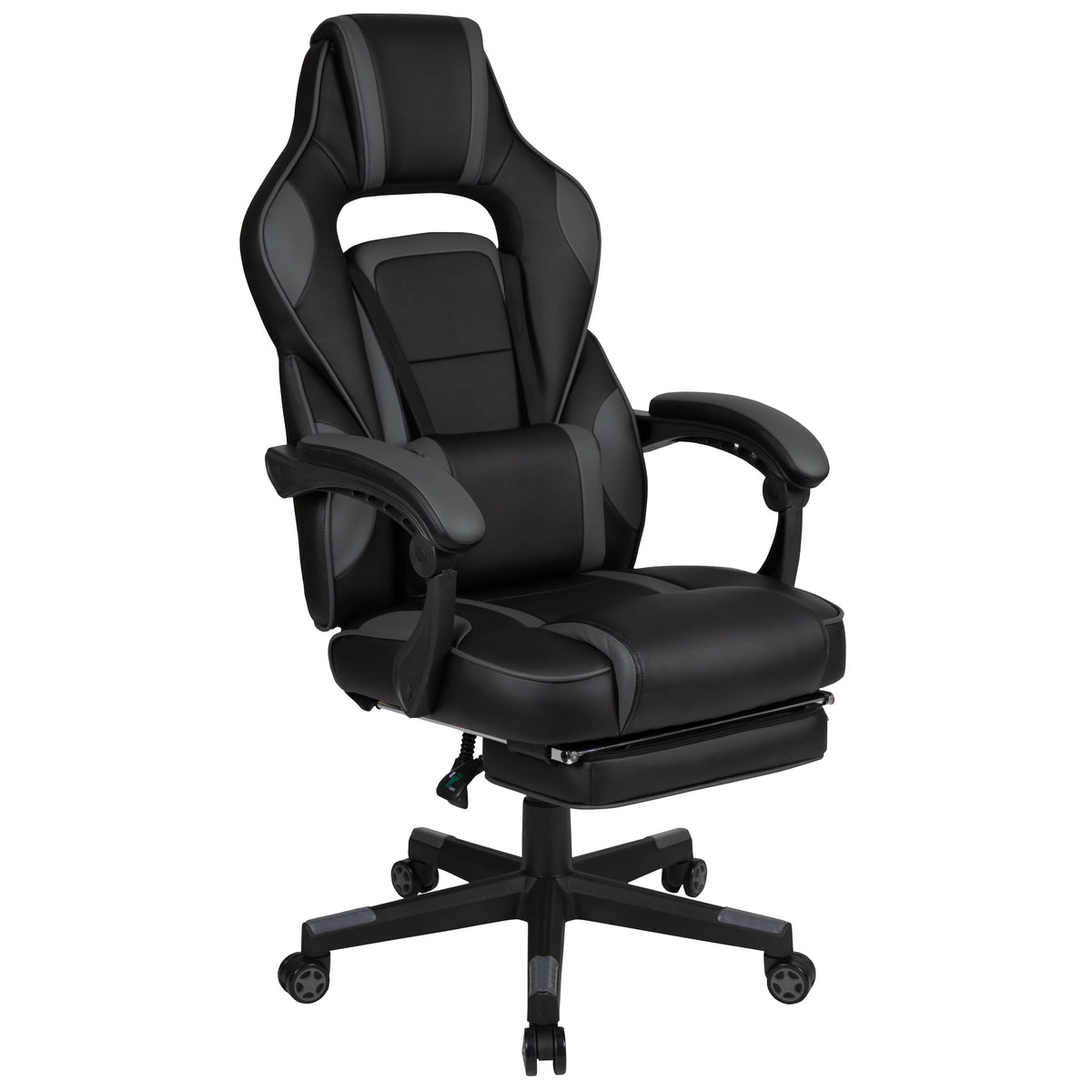 Black Gray Ergonomic Reclining Gaming Chair with Footrest L32761