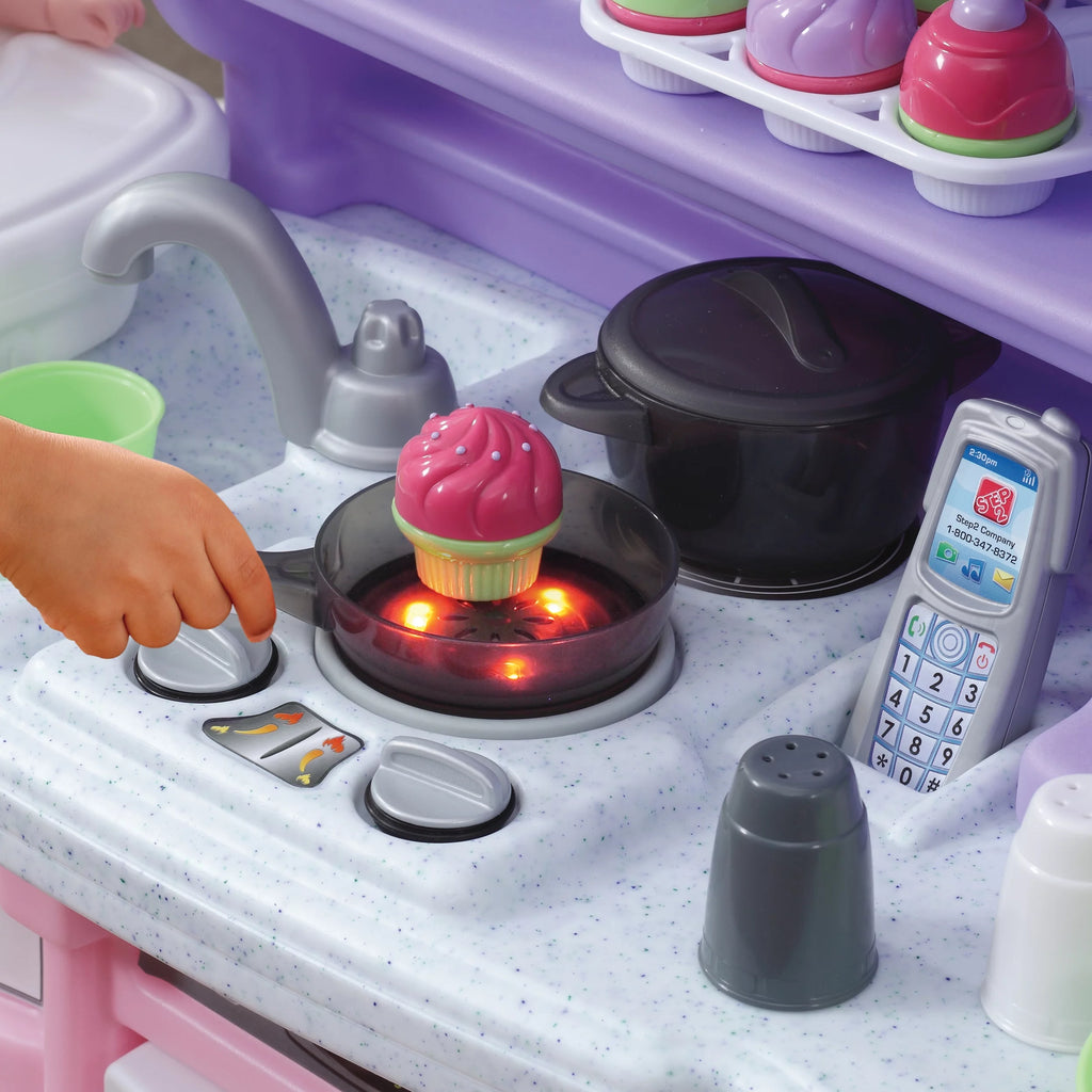 Pink Toddler Plastic Kitchen Playset with 30 Piece Play Set A119695