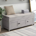 Wooden Bench with Removable Cushion and Hidden Storage M30792