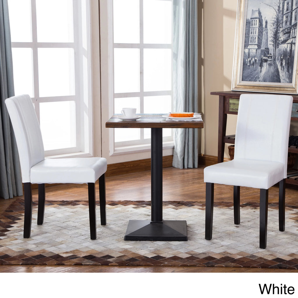 White Leatherette Parson Chairs Set of 2 L83516
