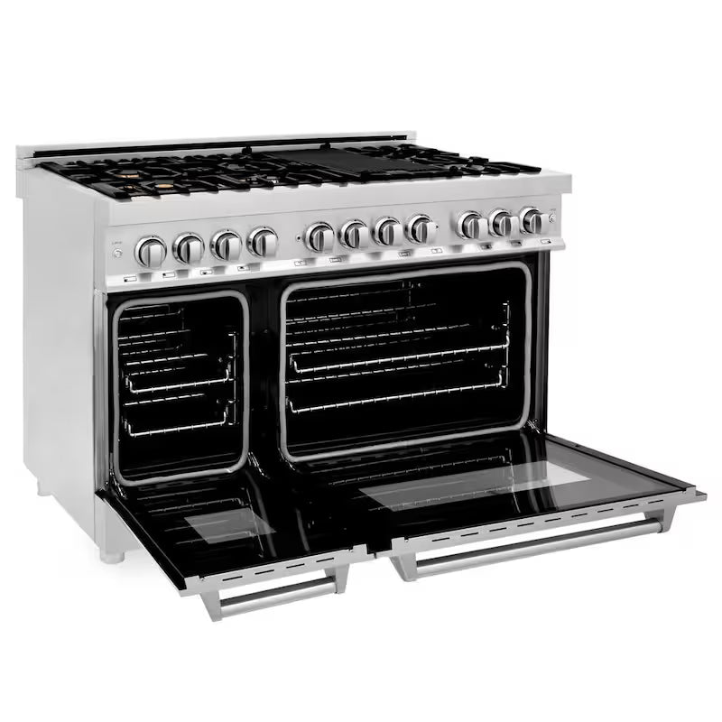 7 Burner Double Oven Dual Fuel Range with Brass Burners in Stainless Steel Q635