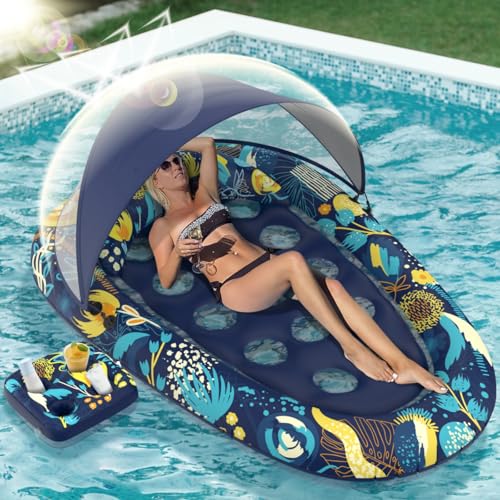 XL Inflatable Pool Float with Canopy Cup Holder X660