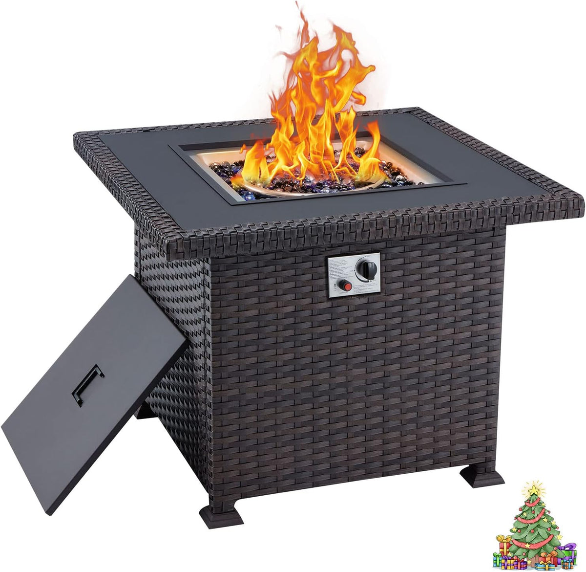 Propane Fire Pit Table 44in 50000BTU Brown Z628389
