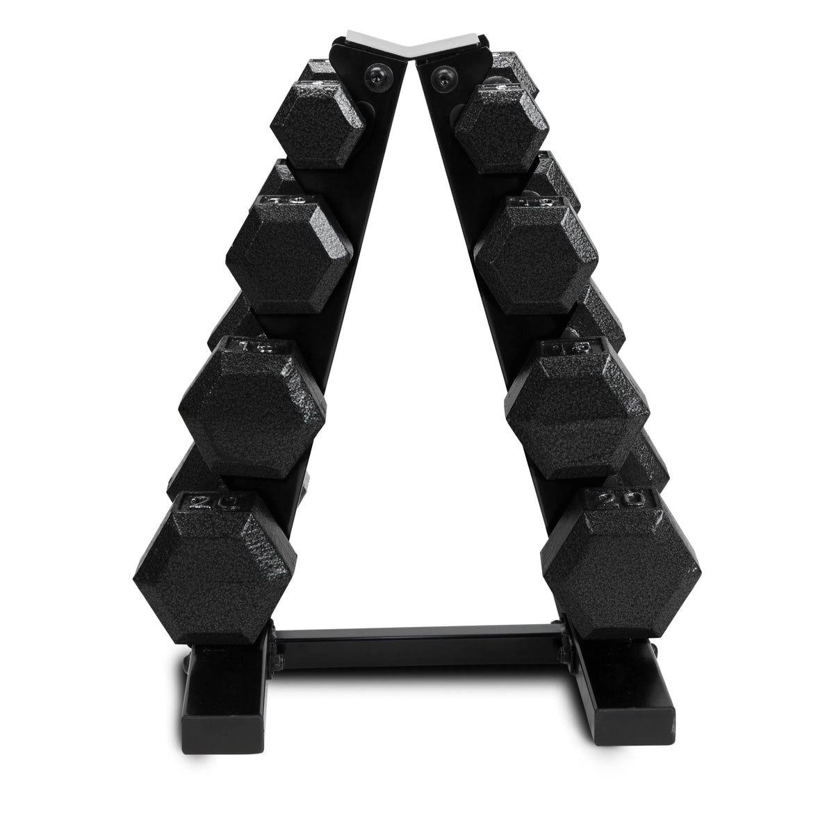 100 lb Cast Iron Hex Dumbbell Weight Set with Rack N3427