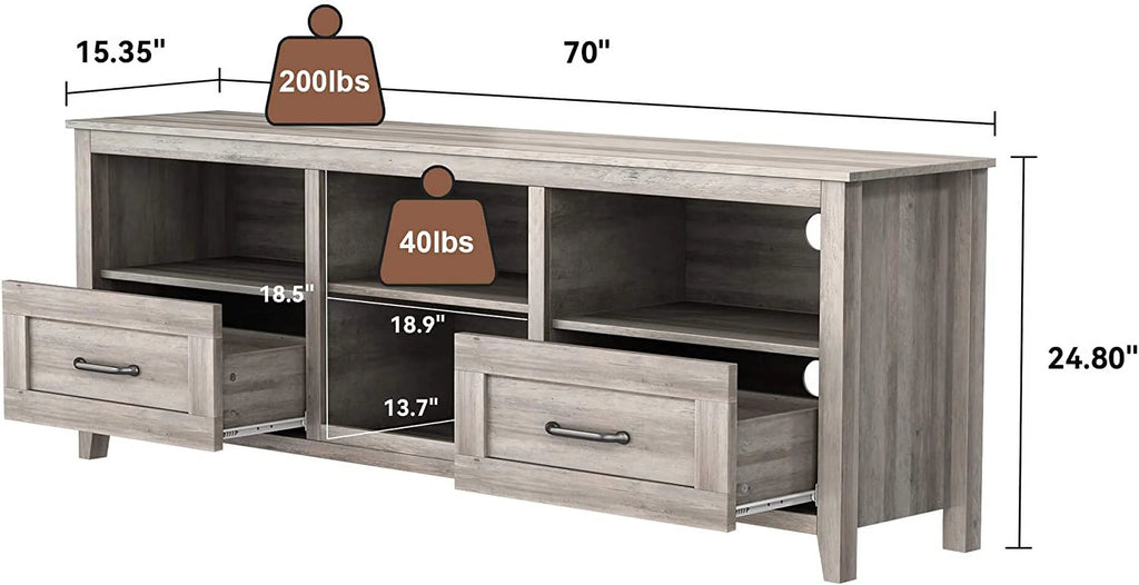 Black TV Stand for 70 inch Wide Screen with Drawers P872