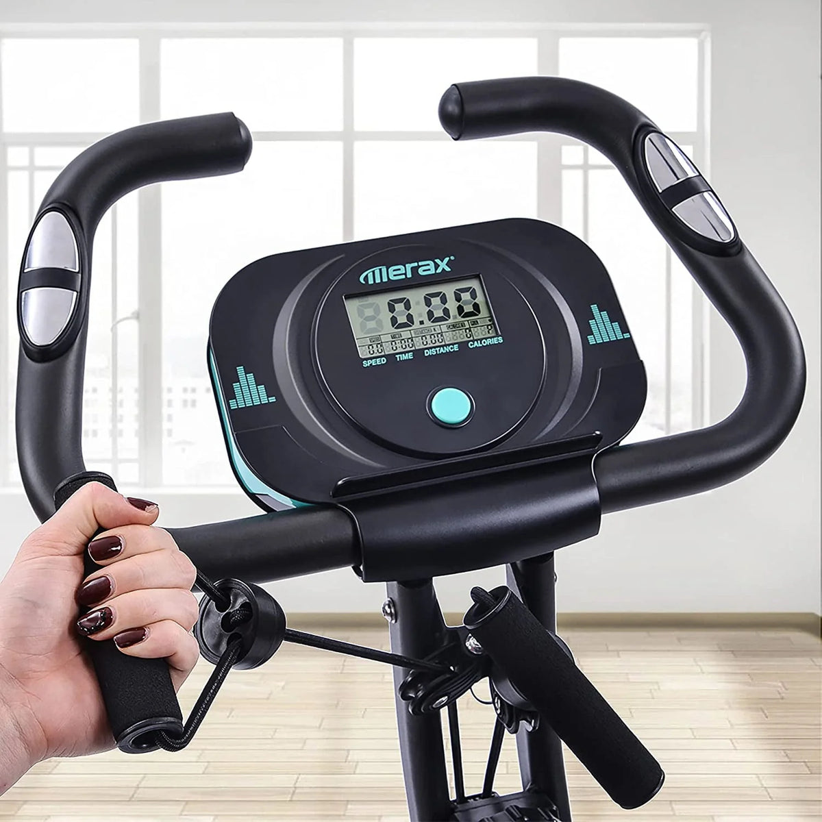 Folding Upright and Recumbent Stationary Exercise Bike with 10-Level Adjustable Magnetic Resistance P6763