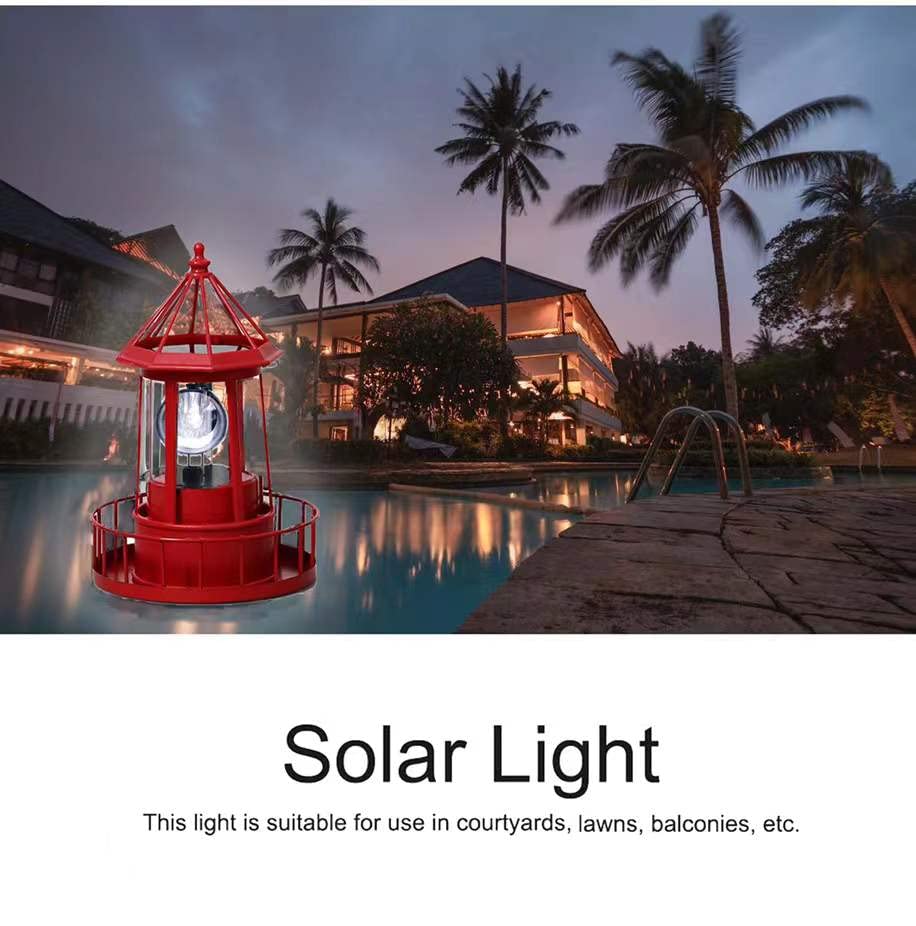 Solar Powered Lighthouse 360 Degree Rotating Waterproof Garden Statue Lights Z5193
