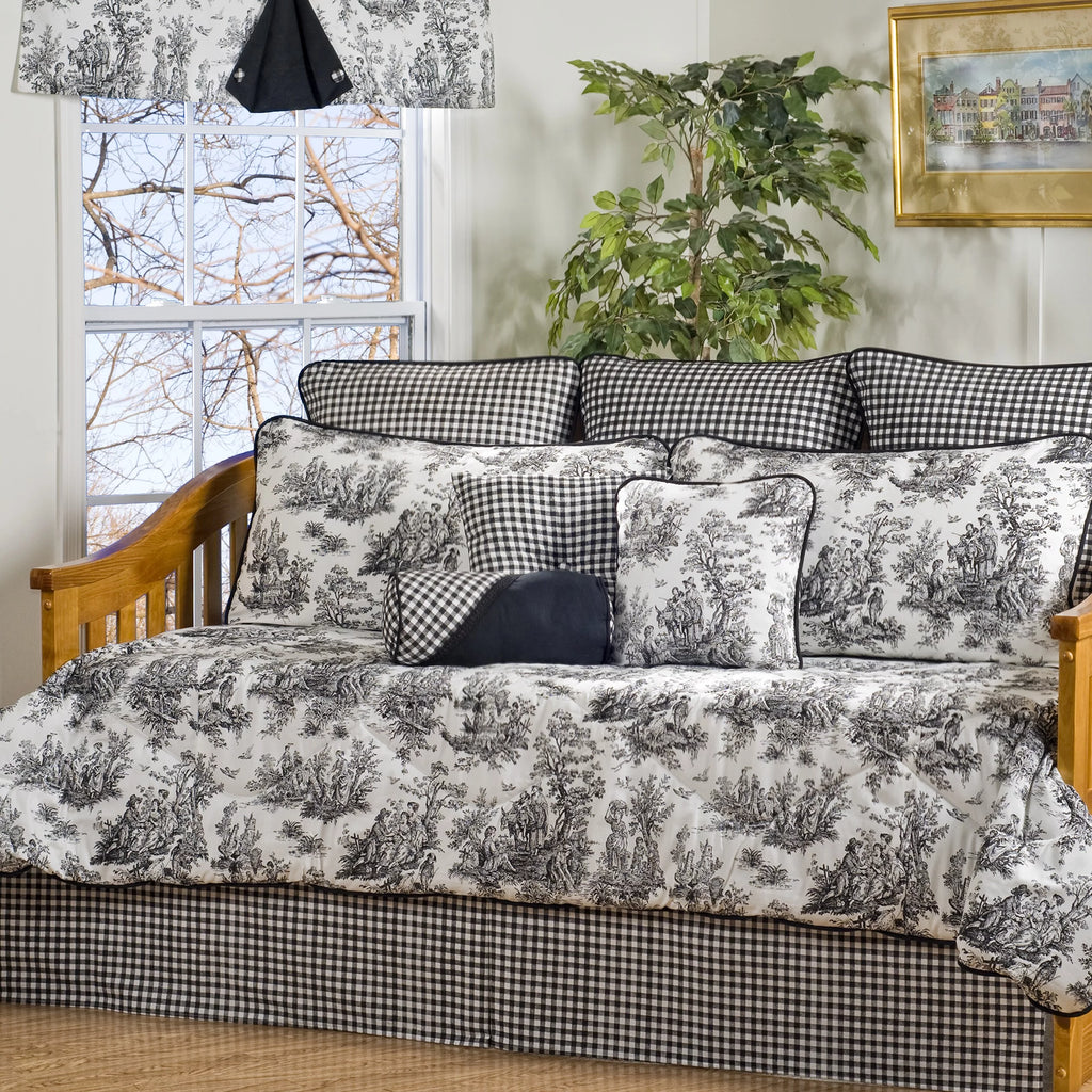 Black and White Toile 10-Piece Cotton Daybed Set B3607