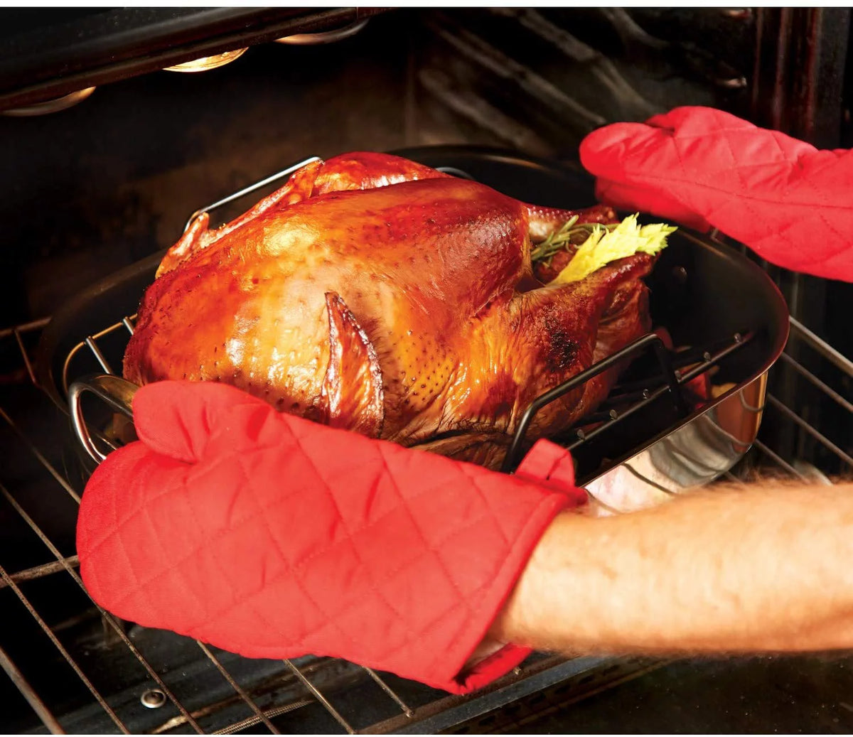 Large Stainless Steel Nonstick Roaster with Rack U69330