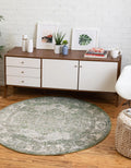 Green Ivory Round Textured Medallion Rug W94921