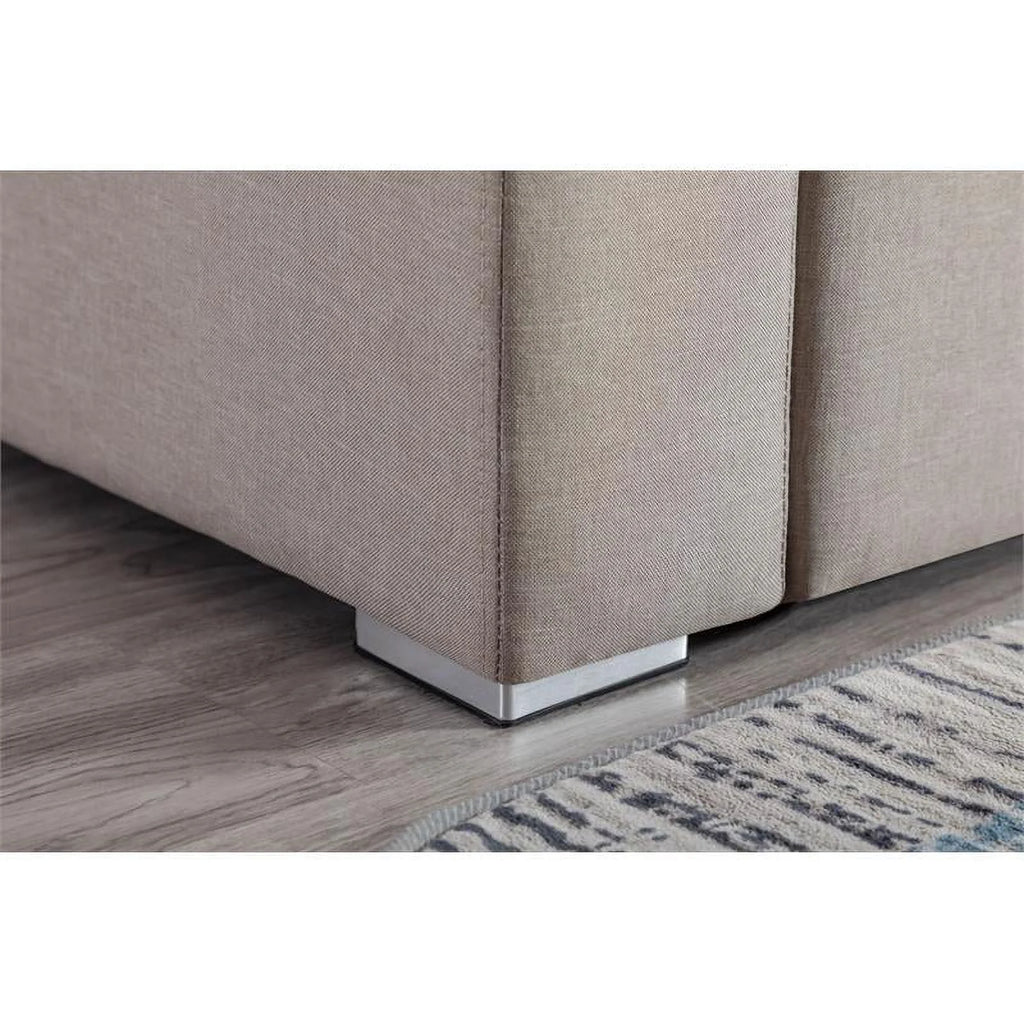 Beige Linen Reversible Sectional Sofa Chaise H96471