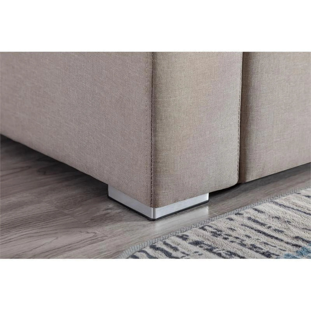 Beige Linen Reversible Sectional Sofa Chaise H96471