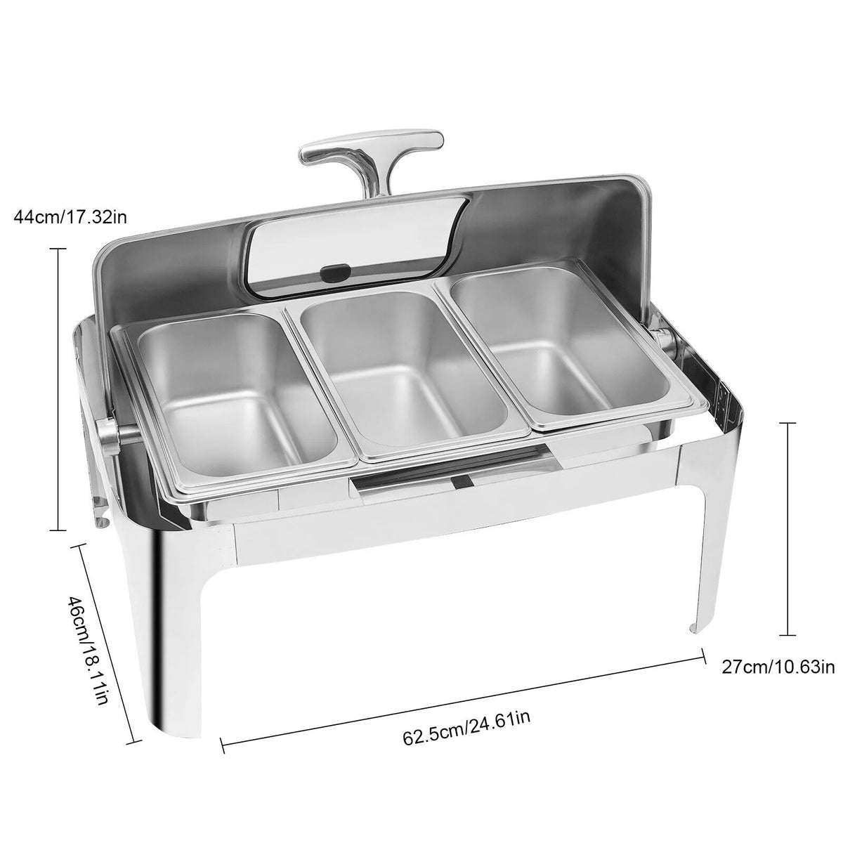 13.5L Stainless Steel Chafing Dish with 3 Pots W272