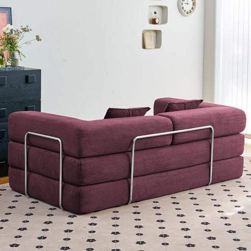 Green Corduroy Convertible Floor Sofa Bed with Pillow Z738206