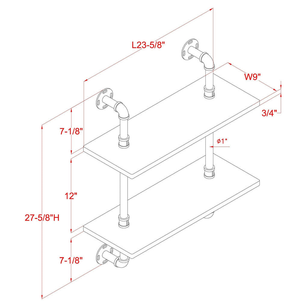 2-Tier Floating Ladder Wall Shelf I860