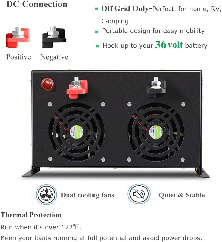 8000W Pure Sine Wave Power Inverter DC 36V to AC 120V X3647