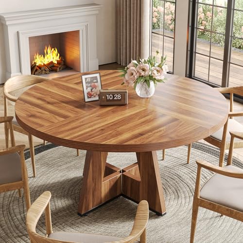 Round Dining Table with Wooden Pedestal Base P465