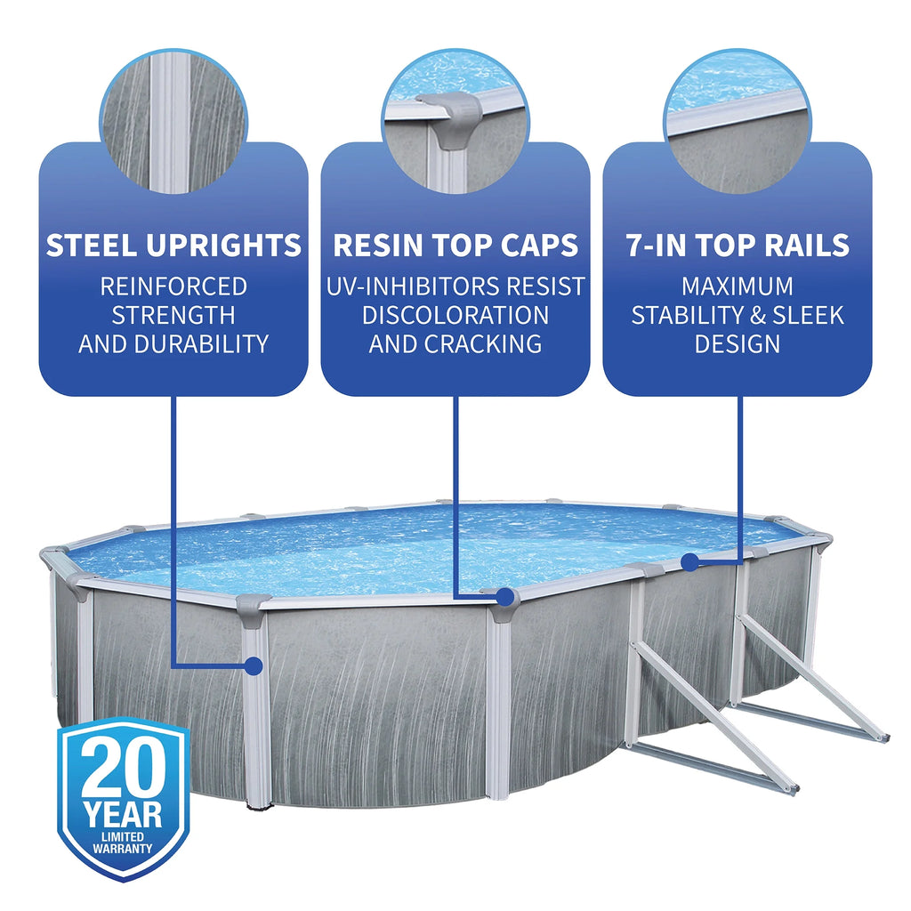12-ft x 24-ft Oval 52-in Deep Metal Wall Swimming Pool H5740