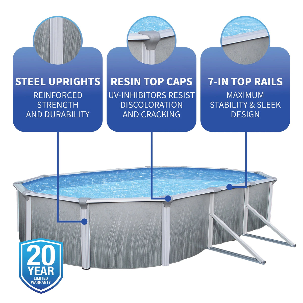 12-ft x 24-ft Oval 52-in Deep Metal Wall Swimming Pool H5740