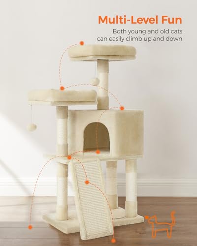 45.3-Inch Cat Tree with Scratching Post and Ramp Q7533