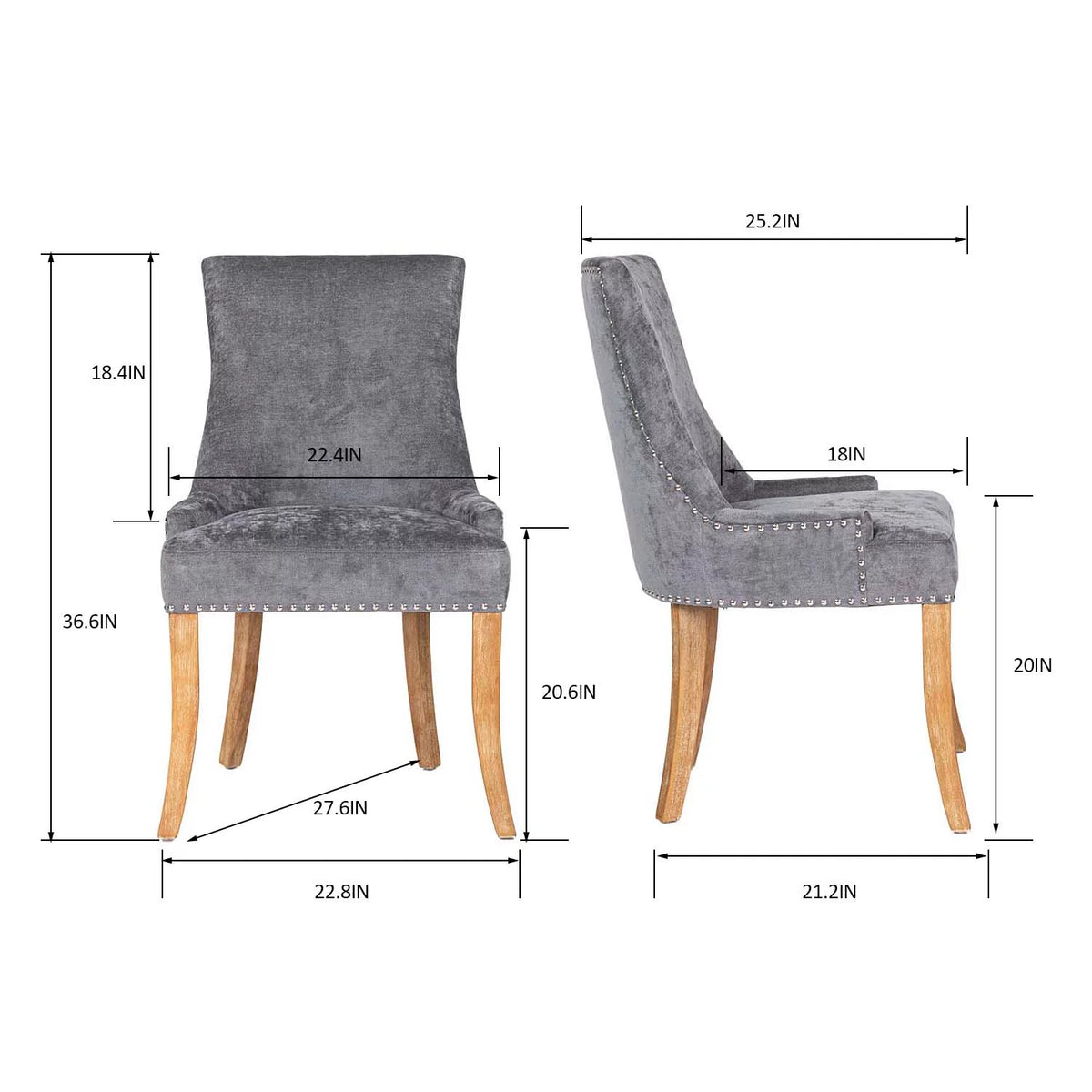 Upholstered Dining Chair Set of 2 with Solid Wood Legs L71952