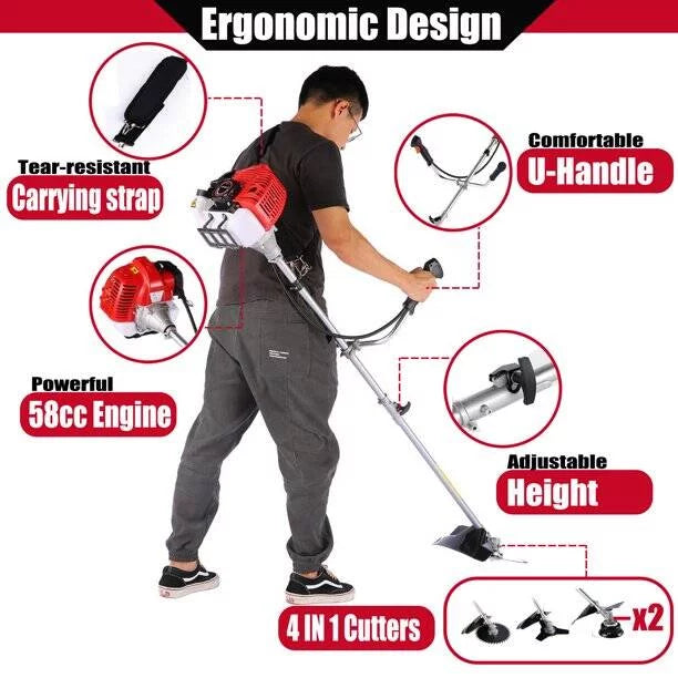 58CC Gas Weed Eaters 2-Cycle Straight Shaft Weed Trimmer Y37933
