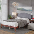 Queen Size Grey Fabric Platform Bed Frame L67136