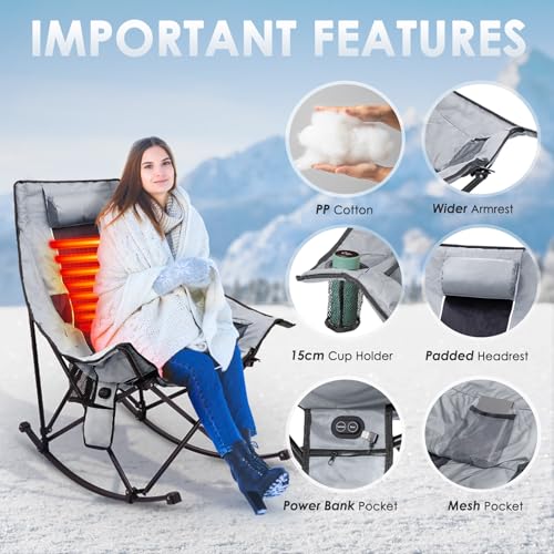 XL Oversized Heated Rocking Camping Chair R485
