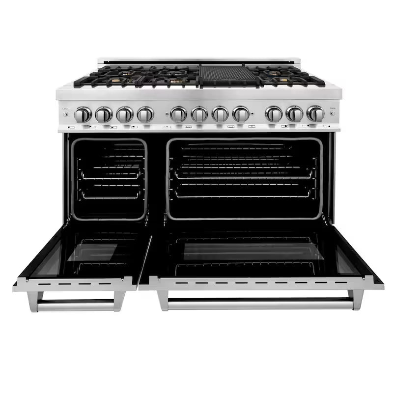 7 Burner Double Oven Dual Fuel Range with Brass Burners in Stainless Steel Q635