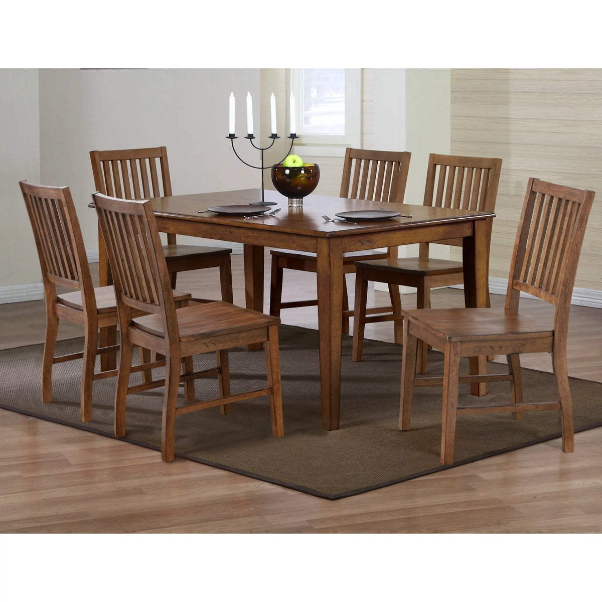 7-Piece Brown Wood Dining Set V50201