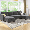 Dark Grey 6 Seater Modular Sectional Sleeper Sofa with Storage D7553