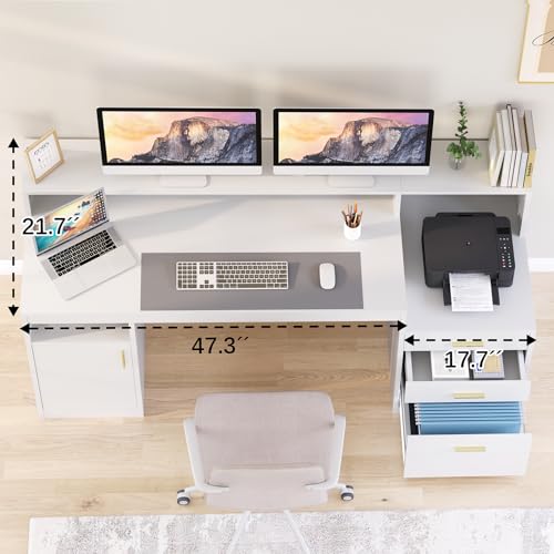 Black Computer Desk with 3 Drawer and Storage Shelves I353