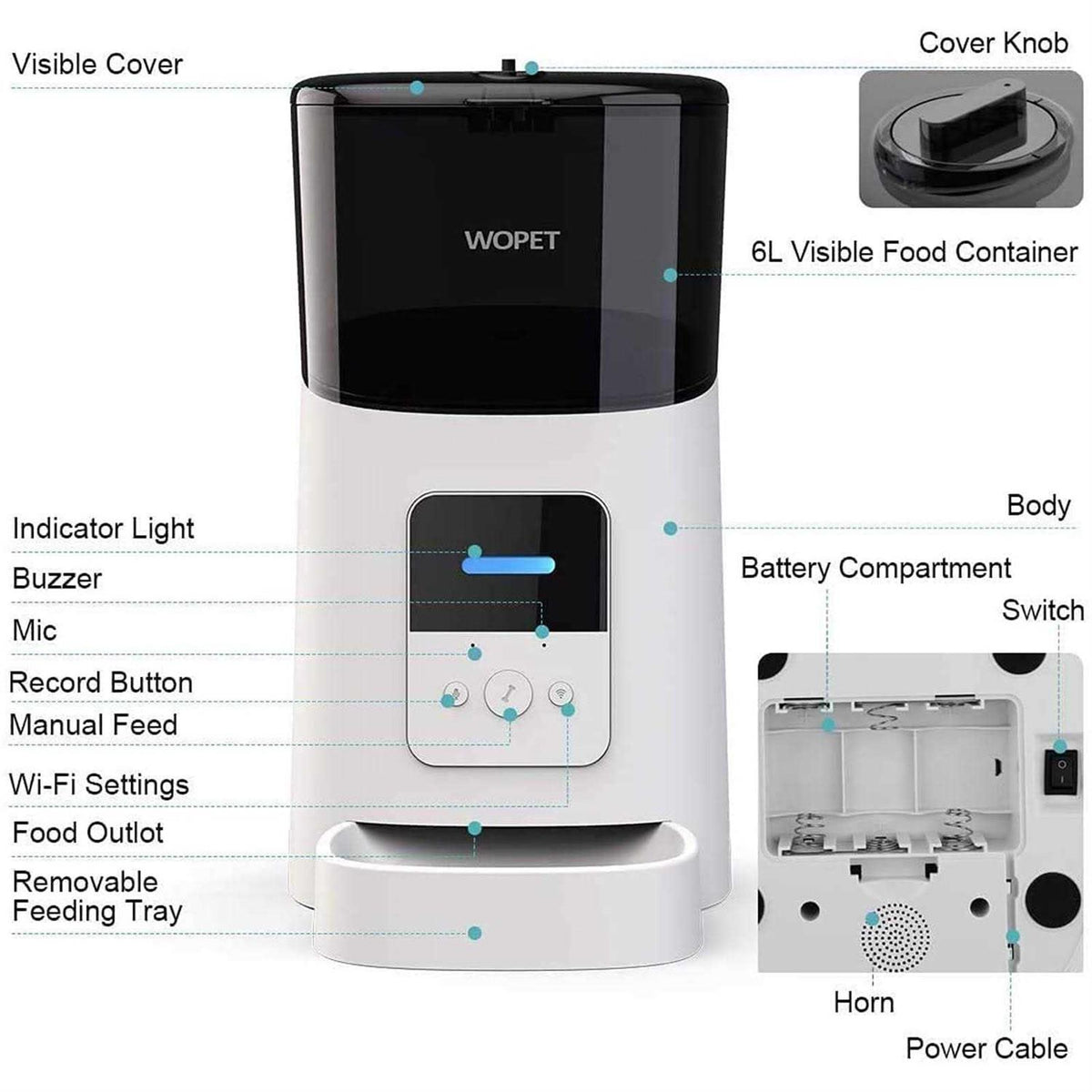 Automatic Wi-Fi Smart Cat Food Dispenser T83196