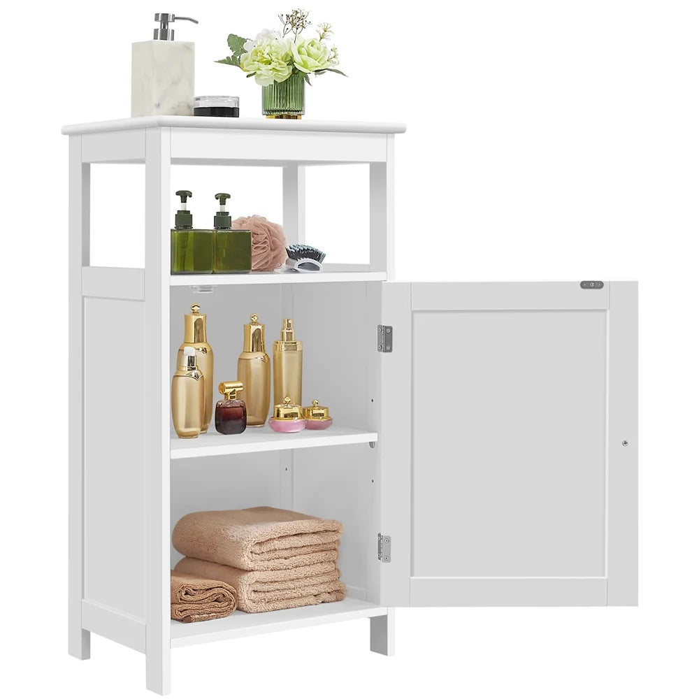 4-Tier White Wooden Bathroom Floor Cabinet Y321898