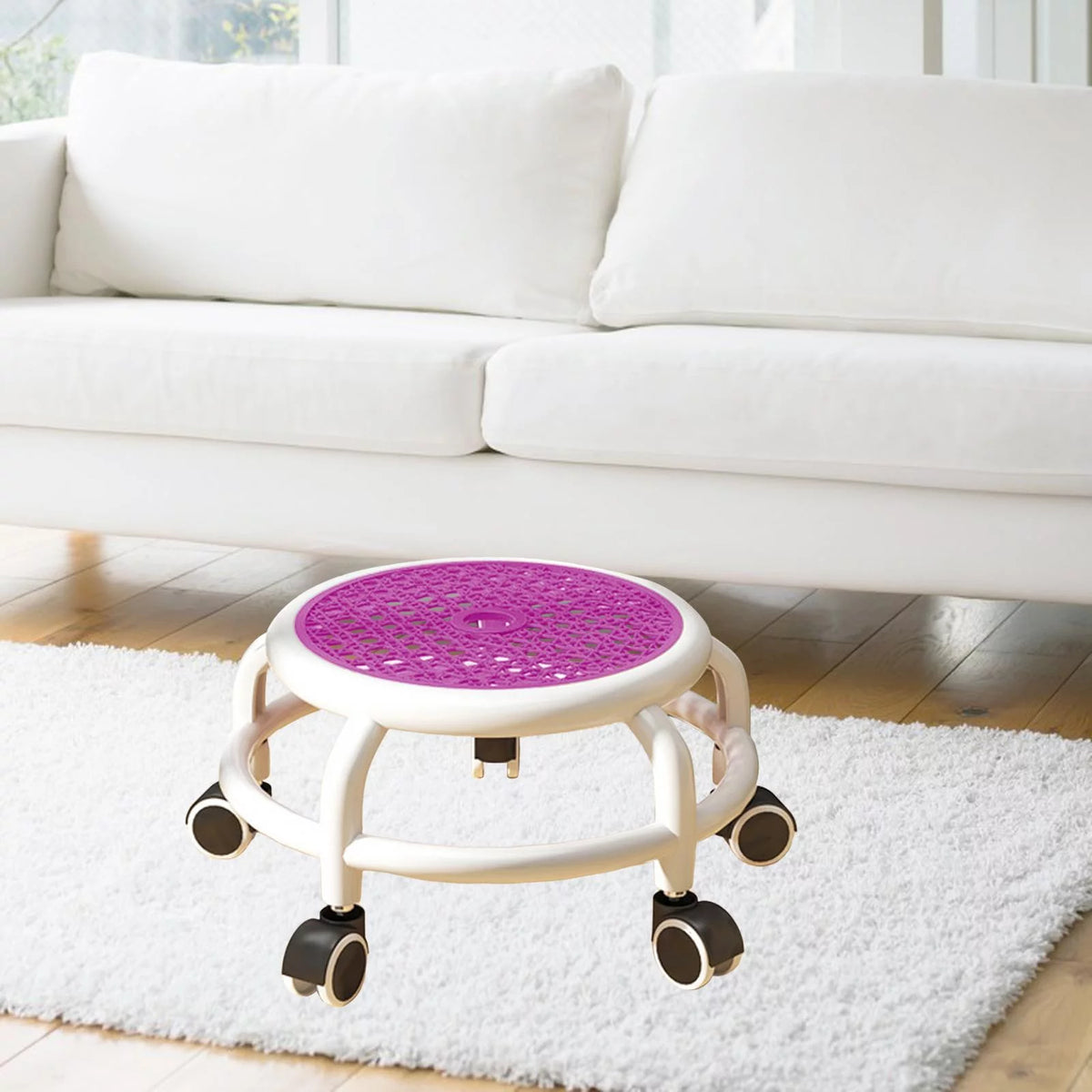 Violet Stool with Universal Wheels J45176