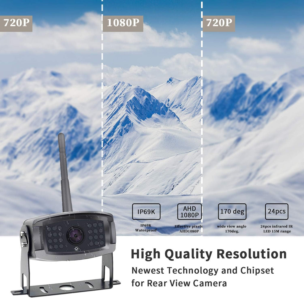 1080P Digital Wireless Rear View Camera with 7'' DVR Monitor IP67 Waterproof R167397