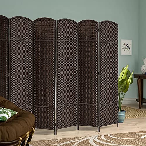 6 Panel Dark Coffee Folding Room Divider Y798821