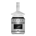 2 Piece Gas Range and Wall Mount Range Hood Kitchen Appliance Bundle L4682