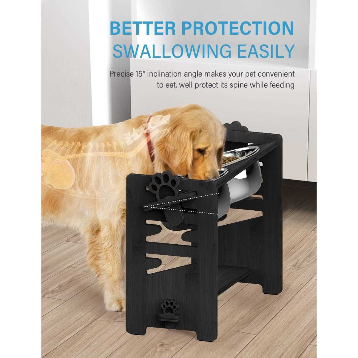 Adjustable Raised Dog Bowls with Stand V351369